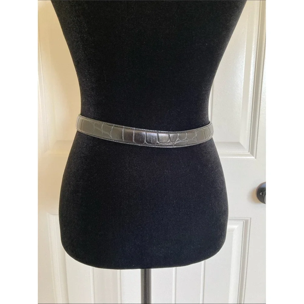 WCM New York Women's Black Croc-Embossed‎ Leather Belt Size Medium Classic